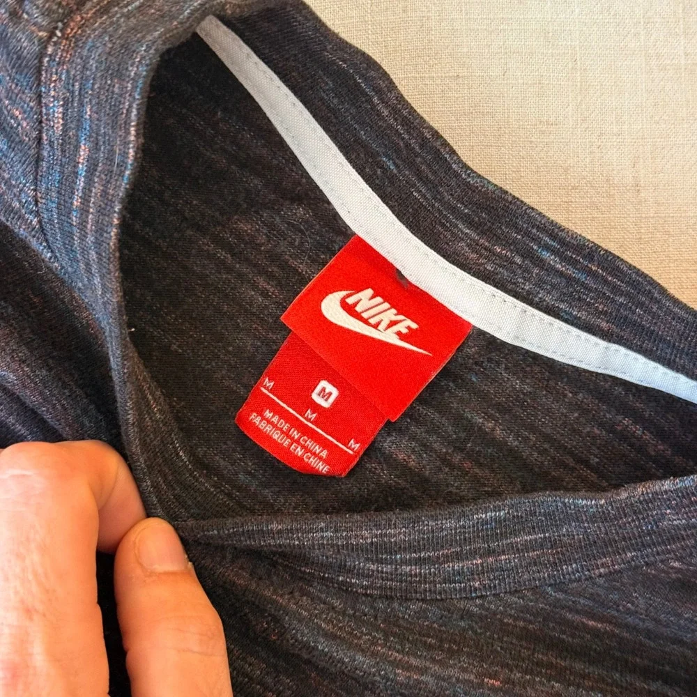 Nike Sportswear Space Dye Long‎ Sleeve Crewneck Top Charcoal Grey M